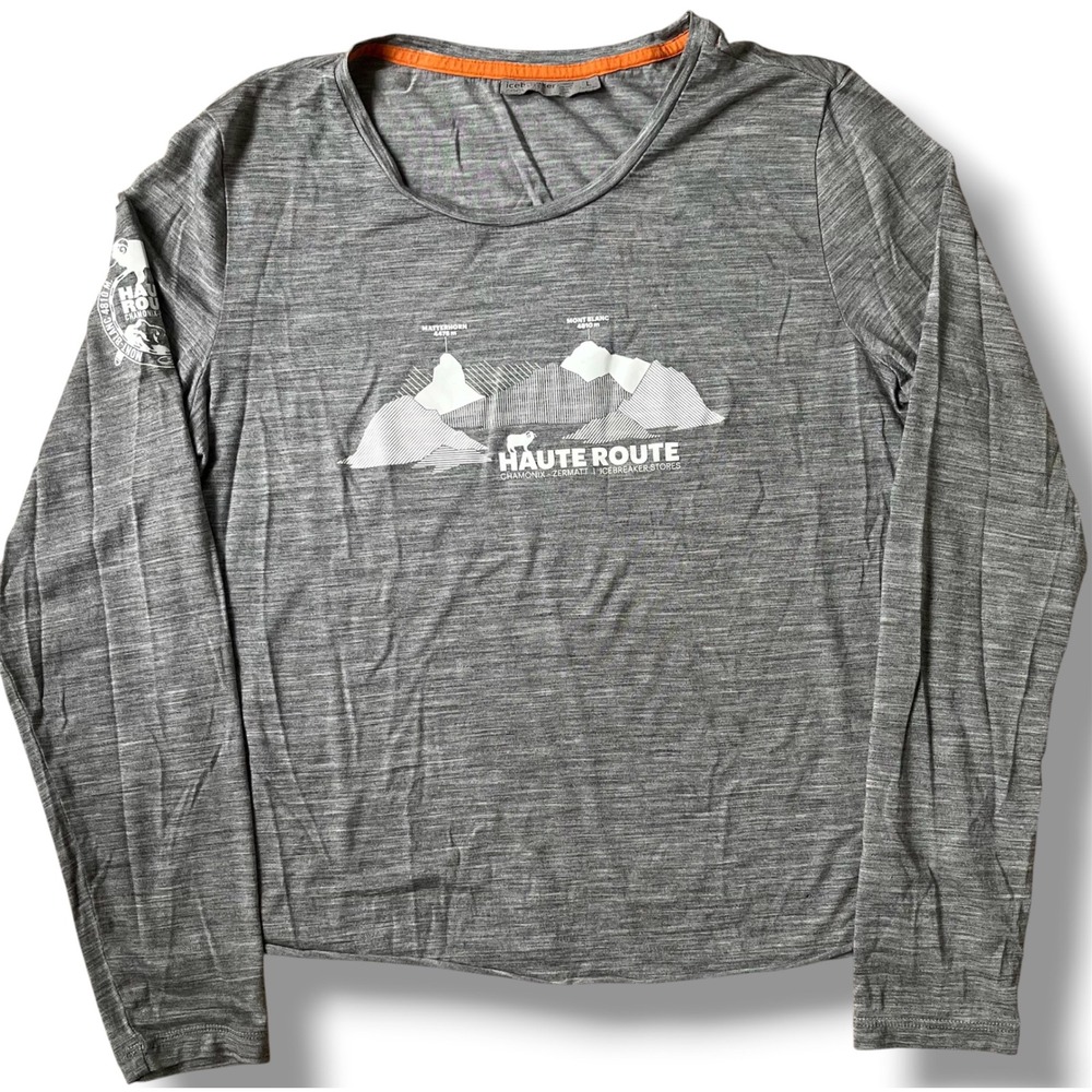 Icebreaker Cool-Lite Haute Route Merino Blend Long Sleeve Shirt Grey Womens L